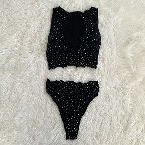 Rhinestone studed mesh 2 piece set